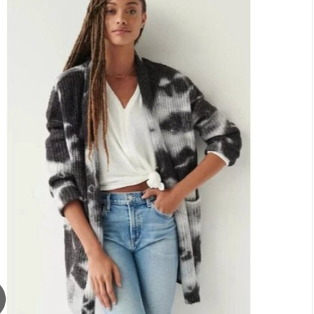 ANTHROPOLOGIE Avalon Tie-Dye Cardigan Long Wool Blend Sweater Size Small
